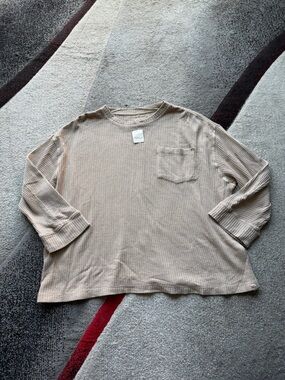We The Free Smooth Stone Waffle Knit Oversized Top